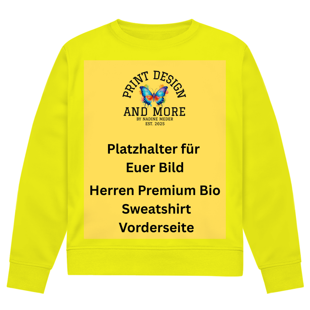 Herren Premium Bio Sweatshirt Vorderseite Helle Farben DTF