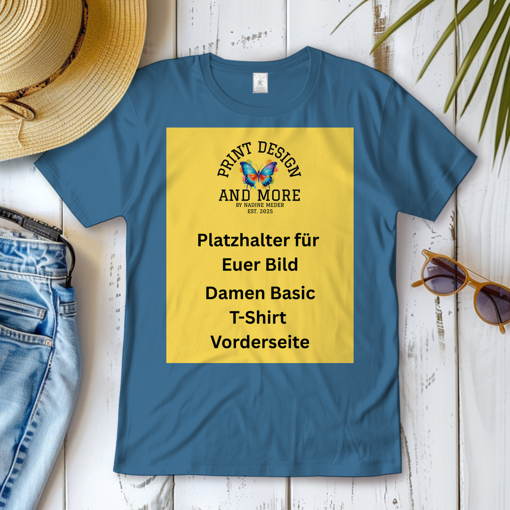 Damen Basic T-Shirt Vorderseite Dunkle Farben DTF