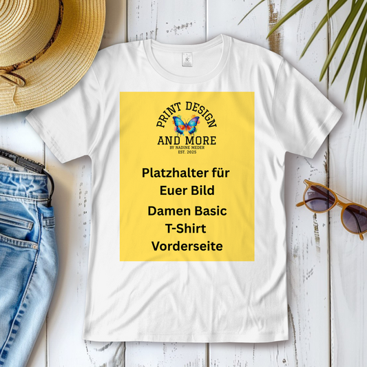 Damen Basic T-Shirt Vorderseite Helle Farben DTF
