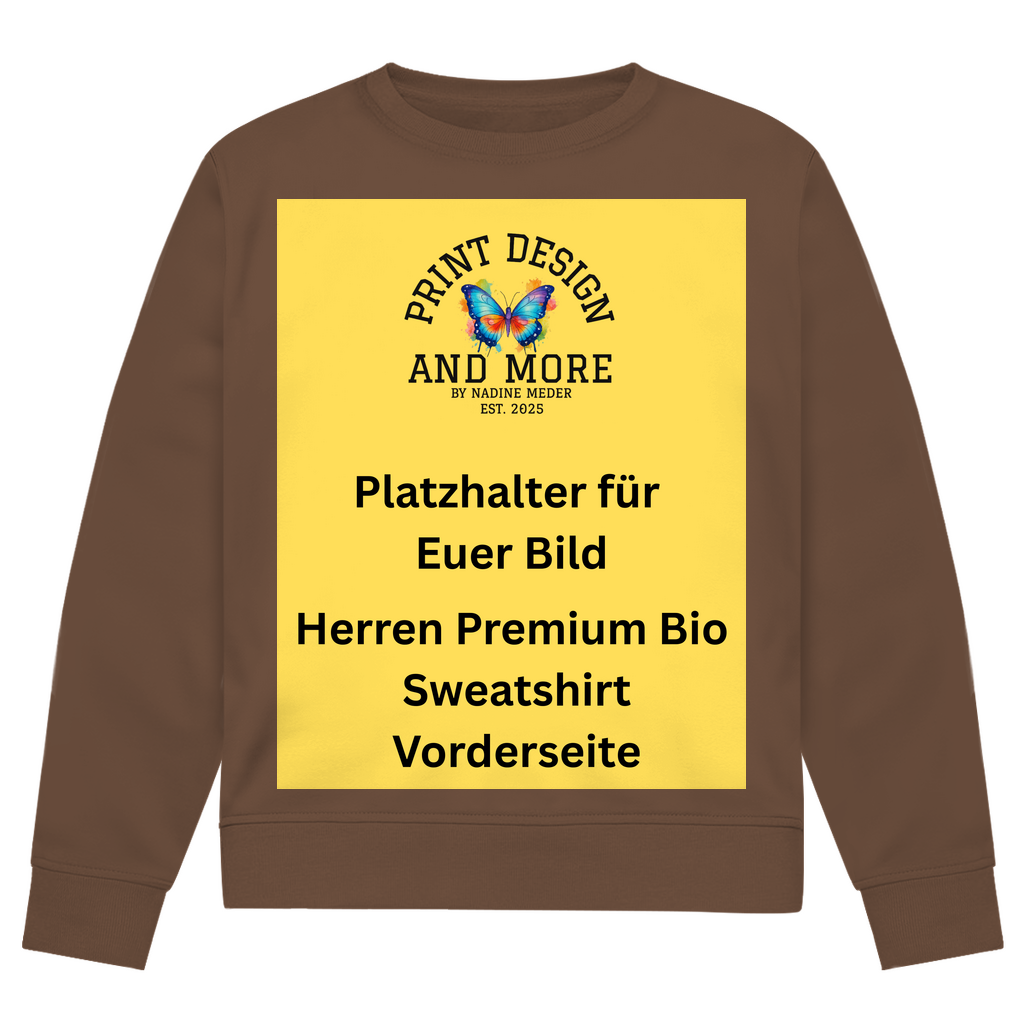 Herren Premium Bio Sweatshirt Vorderseite Dunkle Farben DTF
