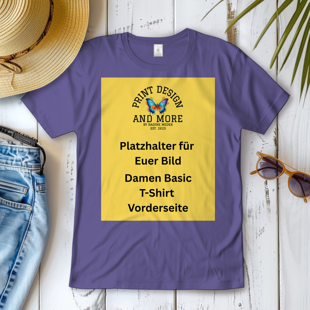 Damen Basic T-Shirt Vorderseite Dunkle Farben DTF