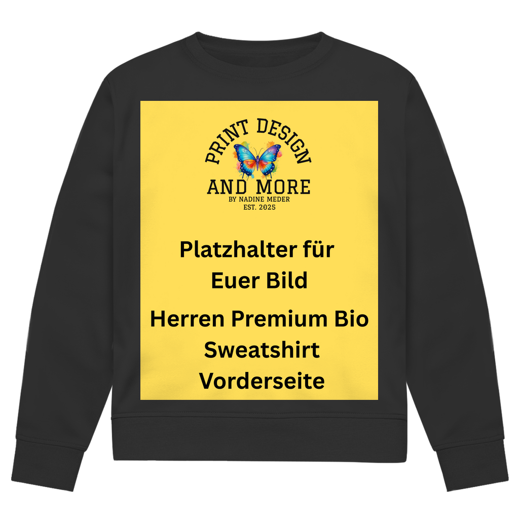 Herren Premium Bio Sweatshirt Vorderseite Dunkle Farben DTF