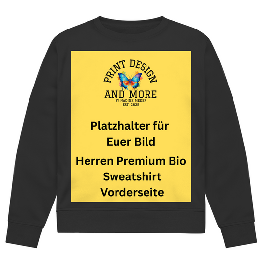 Herren Premium Bio Sweatshirt Vorderseite Dunkle Farben DTF