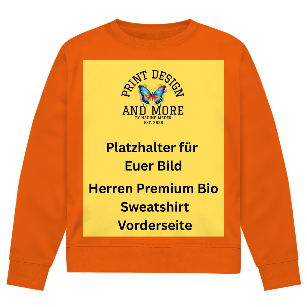 Herren Premium Bio Sweatshirt Vorderseite Helle Farben DTF