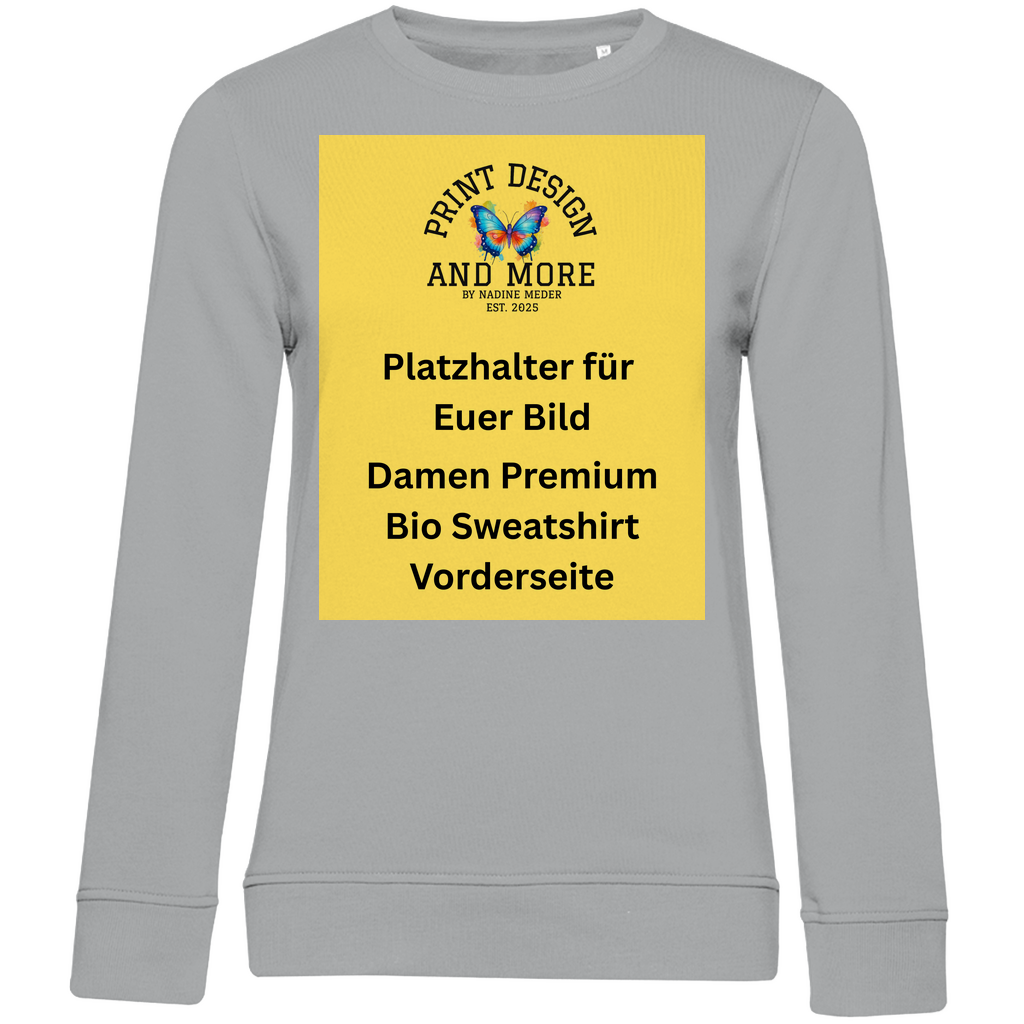 Damen Premium Bio Sweatshirt Vorderseite Helle Farben DTF