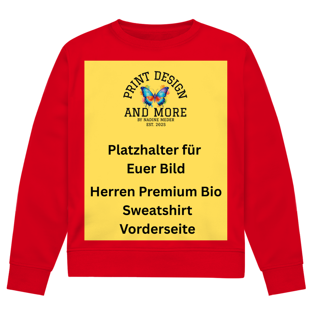 Herren Premium Bio Sweatshirt Vorderseite Dunkle Farben DTF