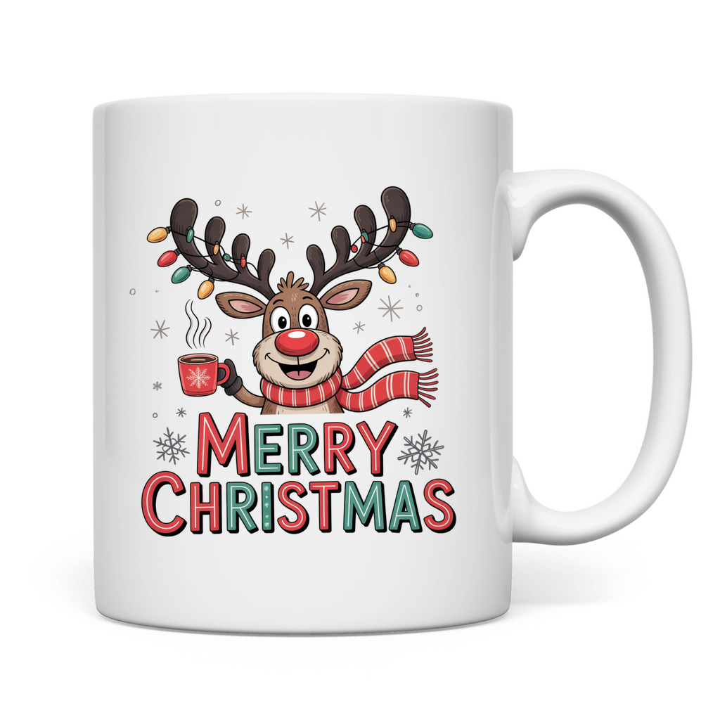 Merry Christmas, Rentier mit Lichterkette