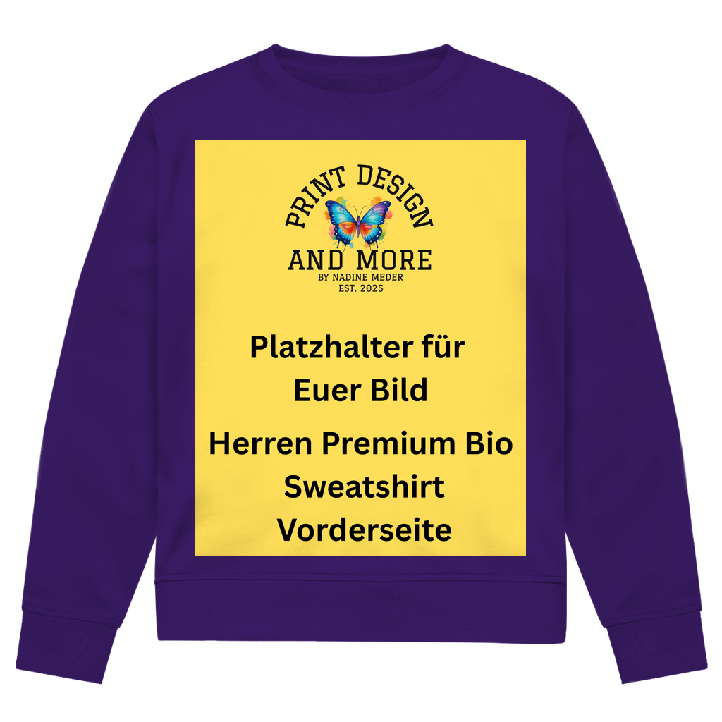 Herren Premium Bio Sweatshirt Vorderseite Dunkle Farben DTF