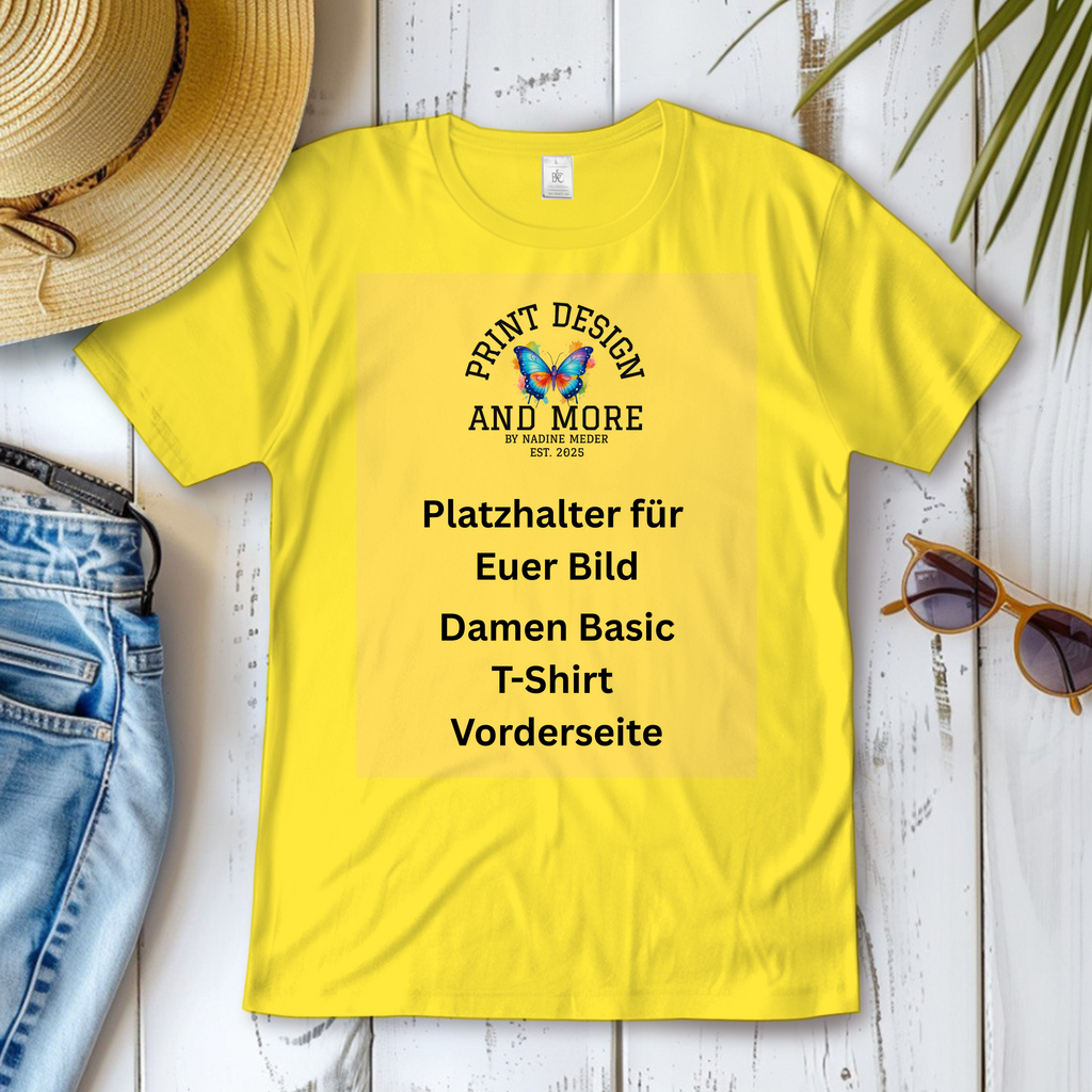Damen Basic T-Shirt Vorderseite Helle Farben DTF