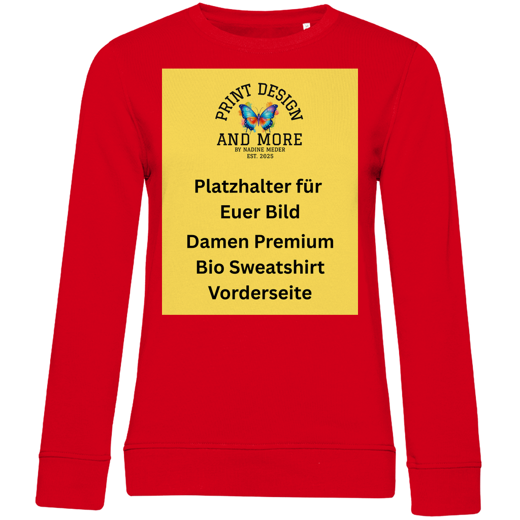 Damen Premium Bio Sweatshirt Vorderseite Dunkle Farben DTF
