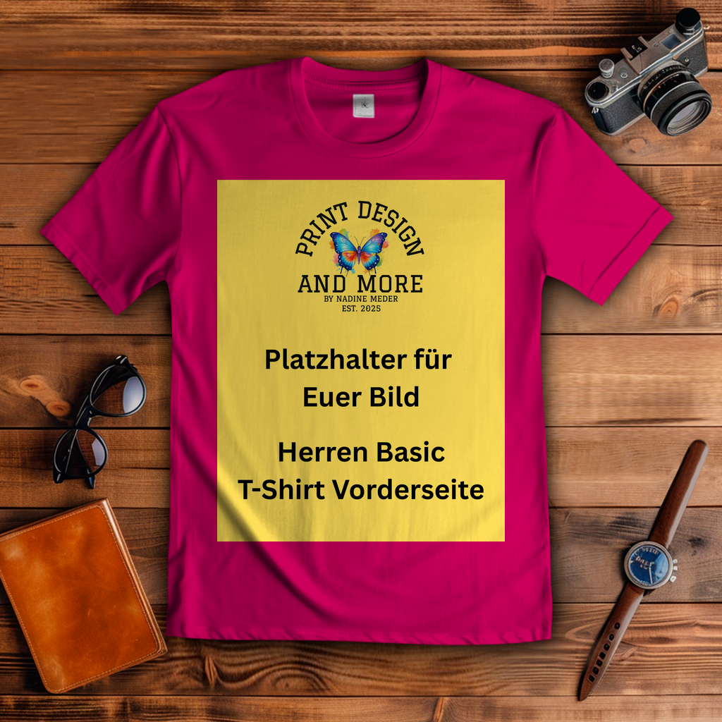 Herren Basic T-Shirt Vorderseite Dunkle Farben DTF