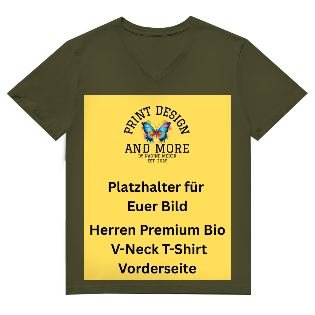 Herren Premium Bio V-Neck T-Shirt Vorderseite DTF
