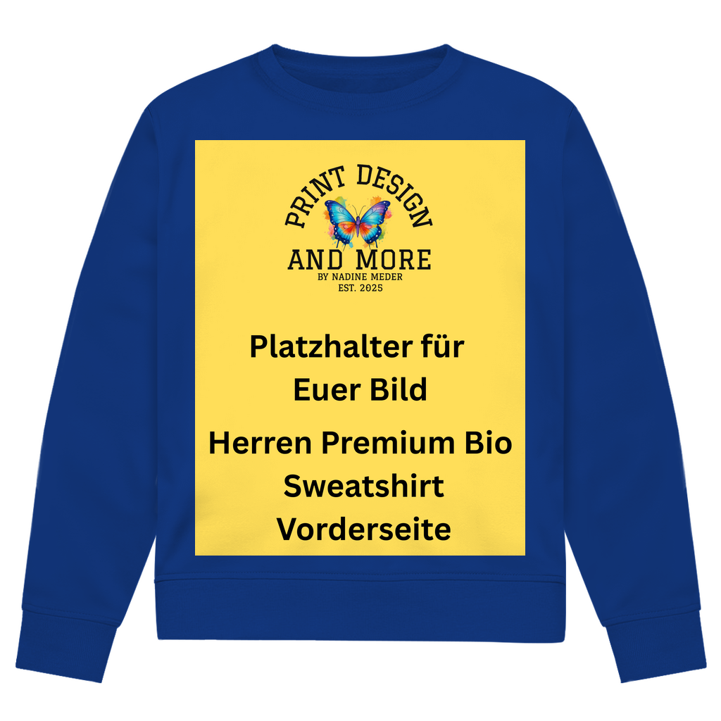 Herren Premium Bio Sweatshirt Vorderseite Dunkle Farben DTF