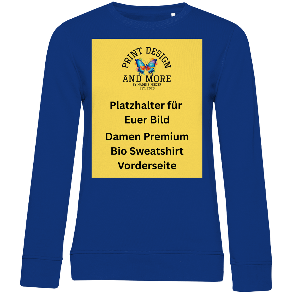 Damen Premium Bio Sweatshirt Vorderseite Dunkle Farben DTF