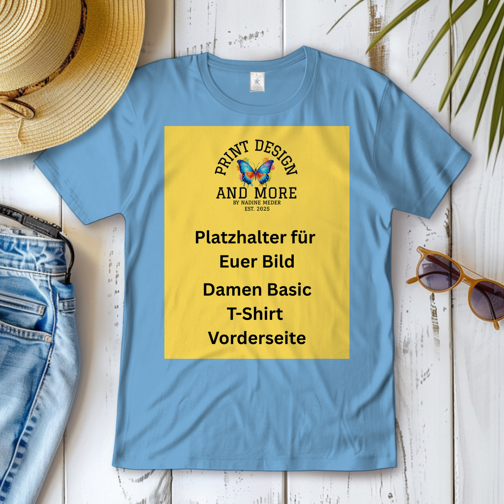 Damen Basic T-Shirt Vorderseite Helle Farben DTF