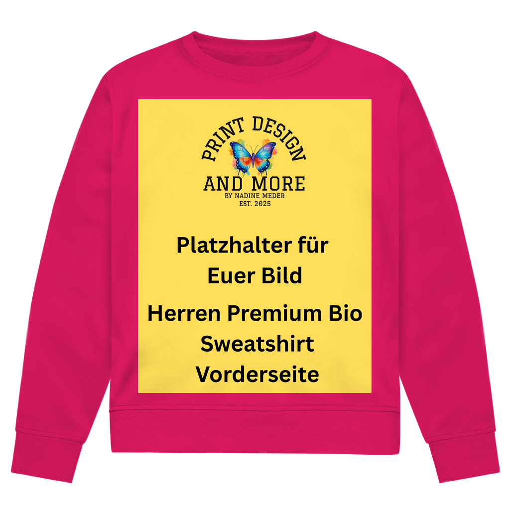 Herren Premium Bio Sweatshirt Vorderseite Dunkle Farben DTF