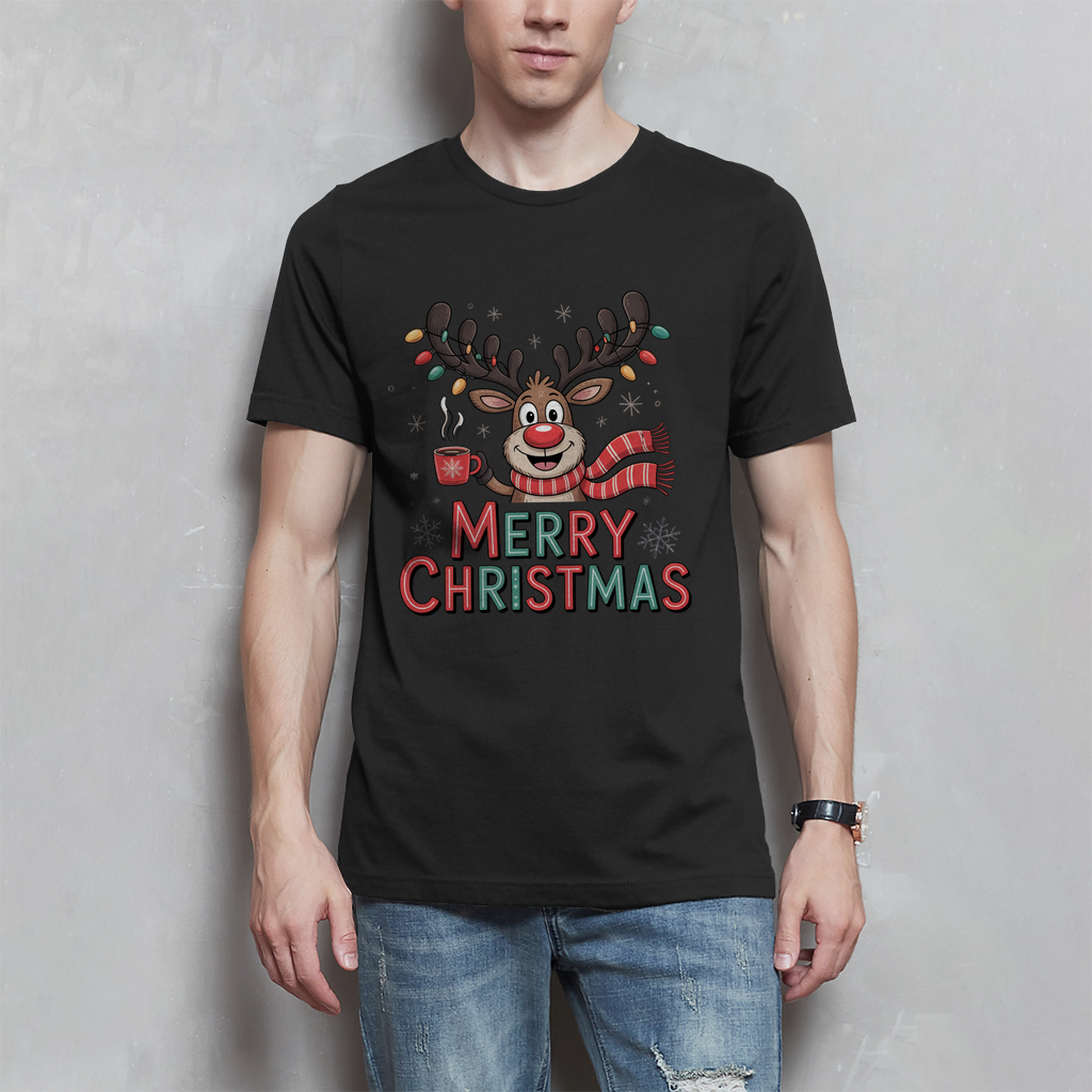 Merry Christmas, Rentier mit Lichterkette