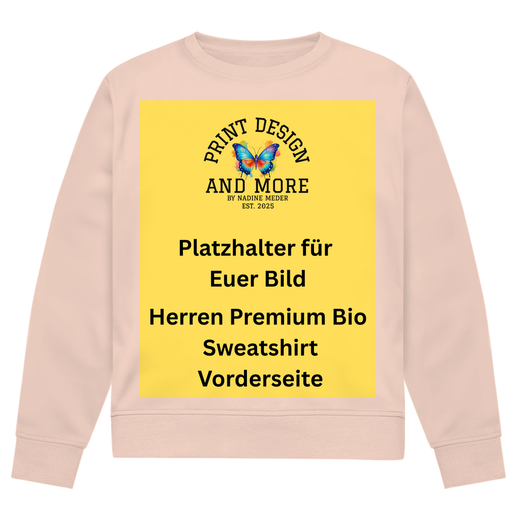 Herren Premium Bio Sweatshirt Vorderseite Helle Farben DTF