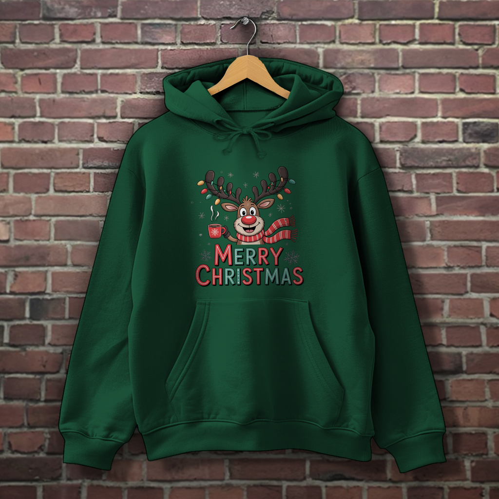 Merry Christmas, Rentier mit Lichterkette