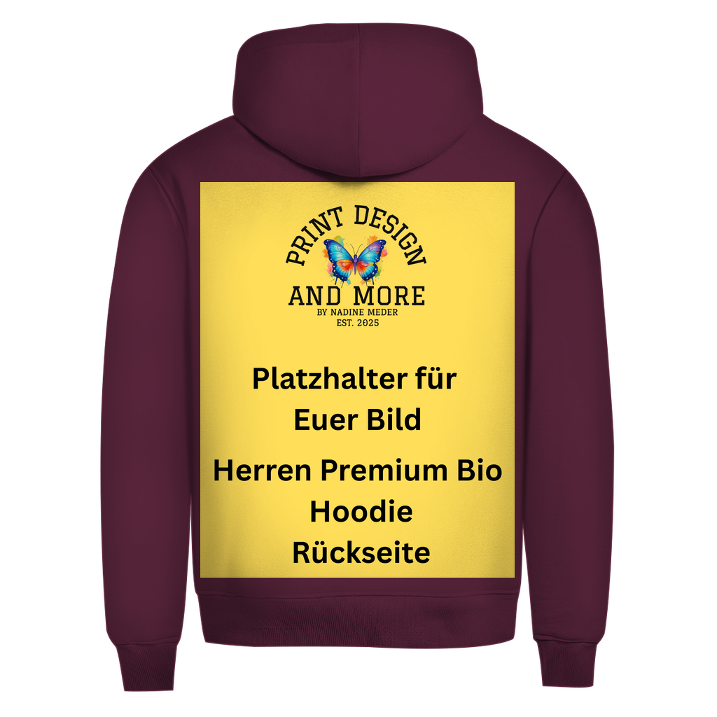Herren Premium Bio Hoodie Rückseite DTF