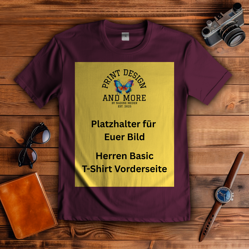 Herren Basic T-Shirt Vorderseite Dunkle Farben DTF