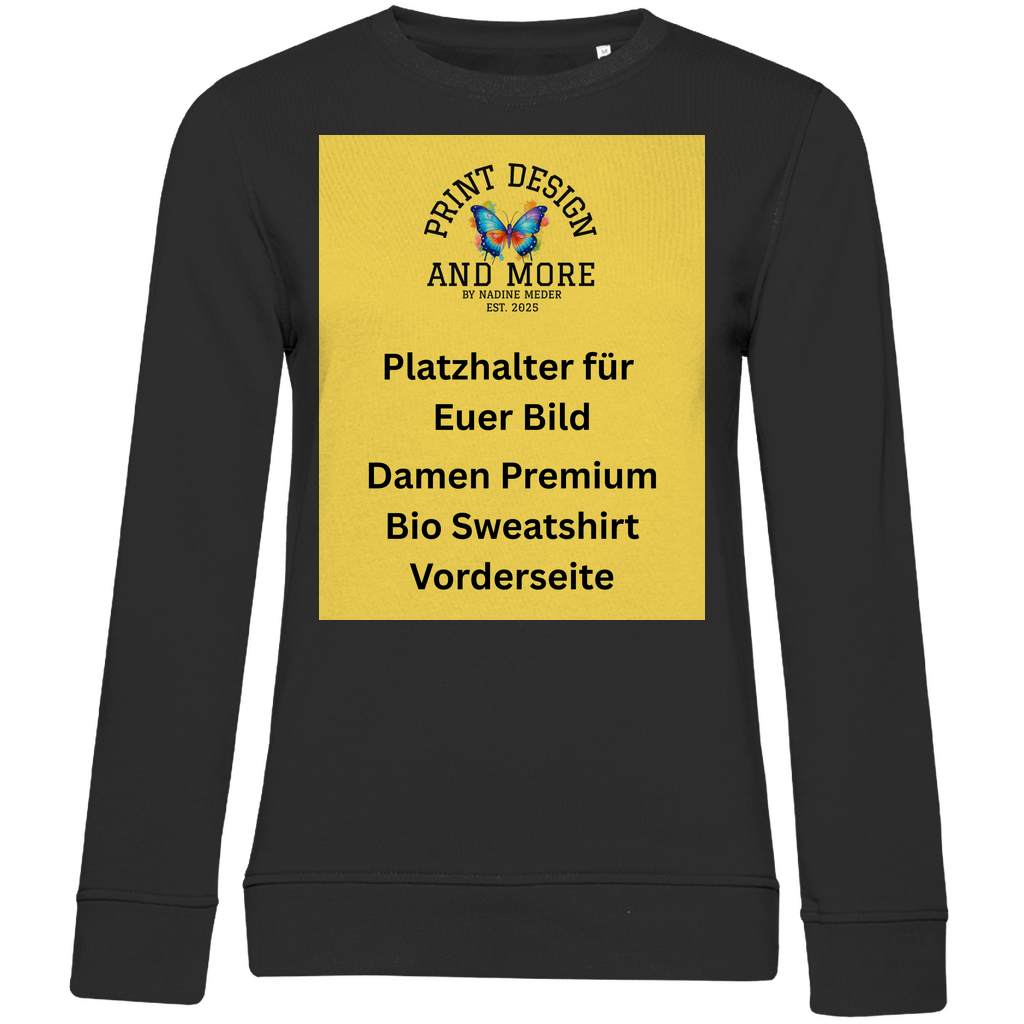 Damen Premium Bio Sweatshirt Vorderseite Dunkle Farben DTF
